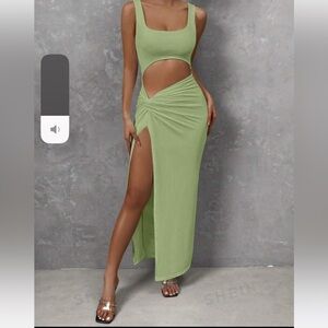 SHEIN BAE Cut Out Twist Front Split Thigh Dress